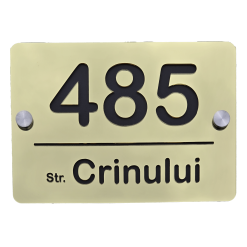 Număr casă auriu cu negru auriu din plexiglas 25x18 cm