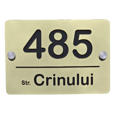 Număr casă auriu cu negru auriu din plexiglas 25x18 cm