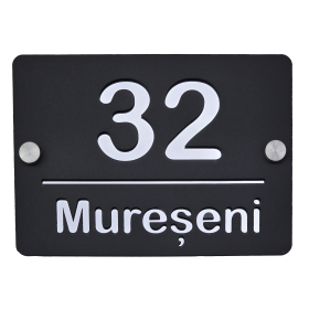 Număr casă negru cu argintiu din plexiglas 250x180mm