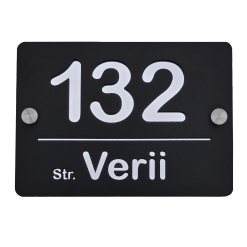 Număr casă negru cu argintiu din plexiglas 250x180mm