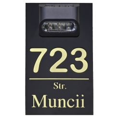 Plăcuță cu număr de casă iluminat LED auriu negru/auriu lucios din plexiglas 25x18 cm