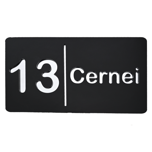 Numar casa Negru Lucios cu Argintiu